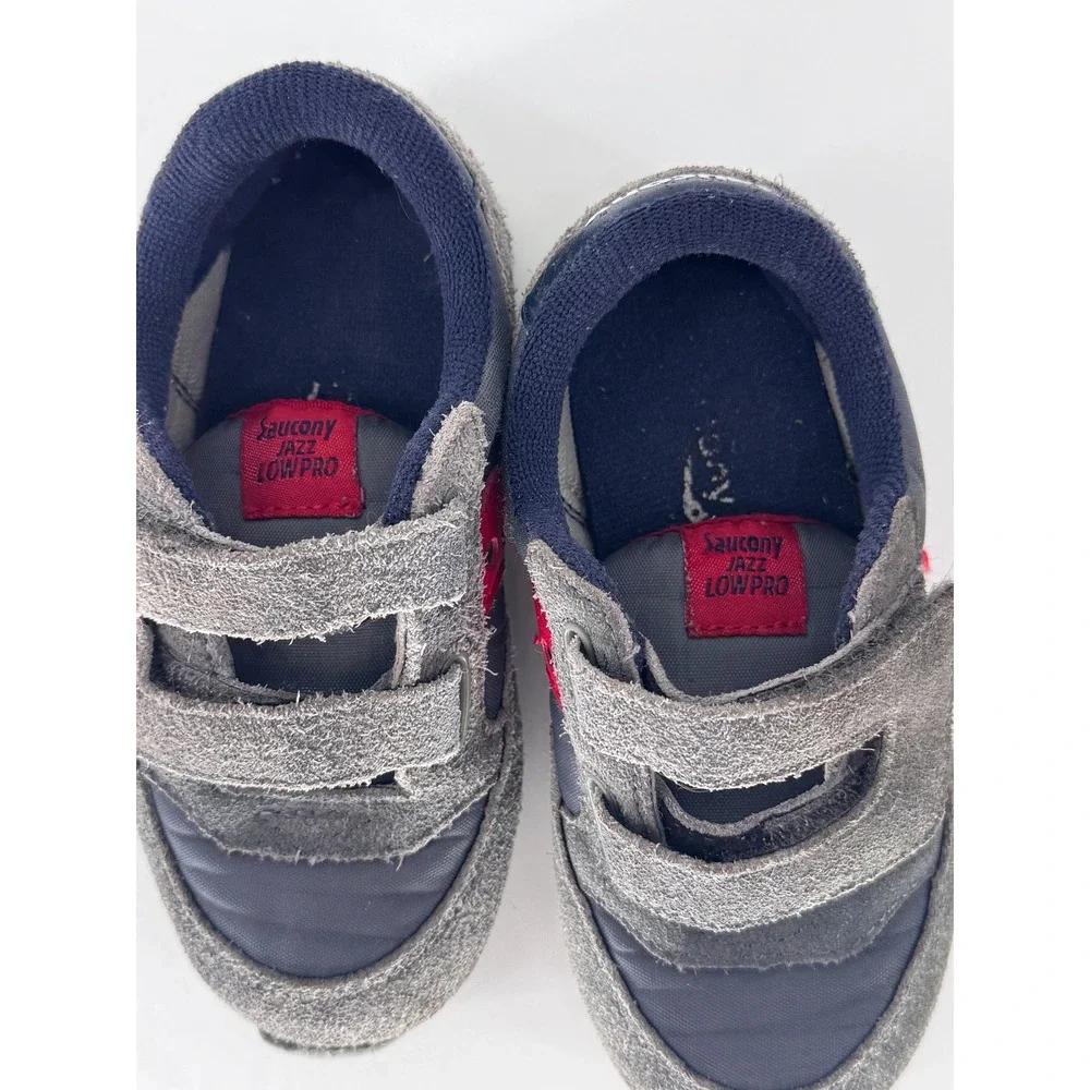 Saucony Jazz Low Pro Kids Sneaker 8M Grey Red No tie